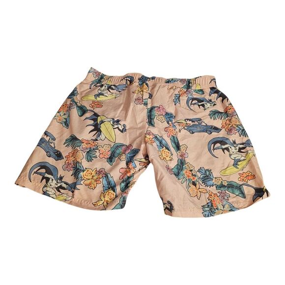Batman Board Shorts Mens XL Swim Trunk Pink Hawaiian Flower Floral DC Comics - Picture 2 of 3